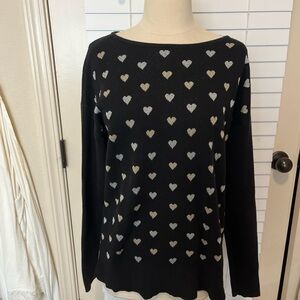 Maison Jules Black Heart Print Sweatshirt